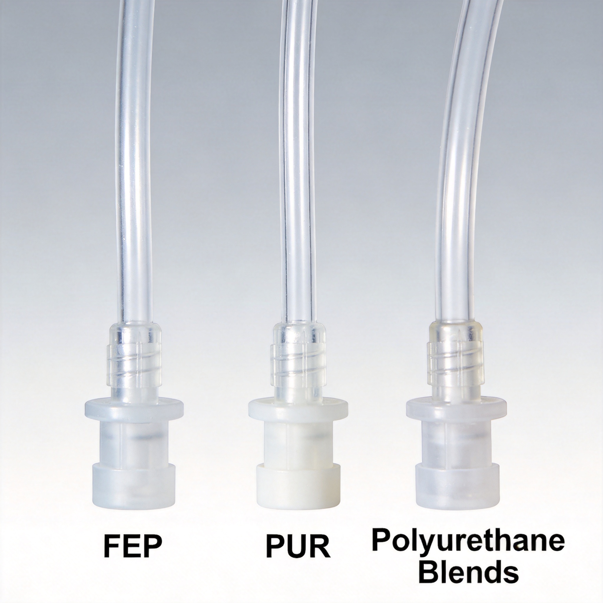 Comparaison des matériaux des cathéters IV en FEP et en polyuréthane au microscope