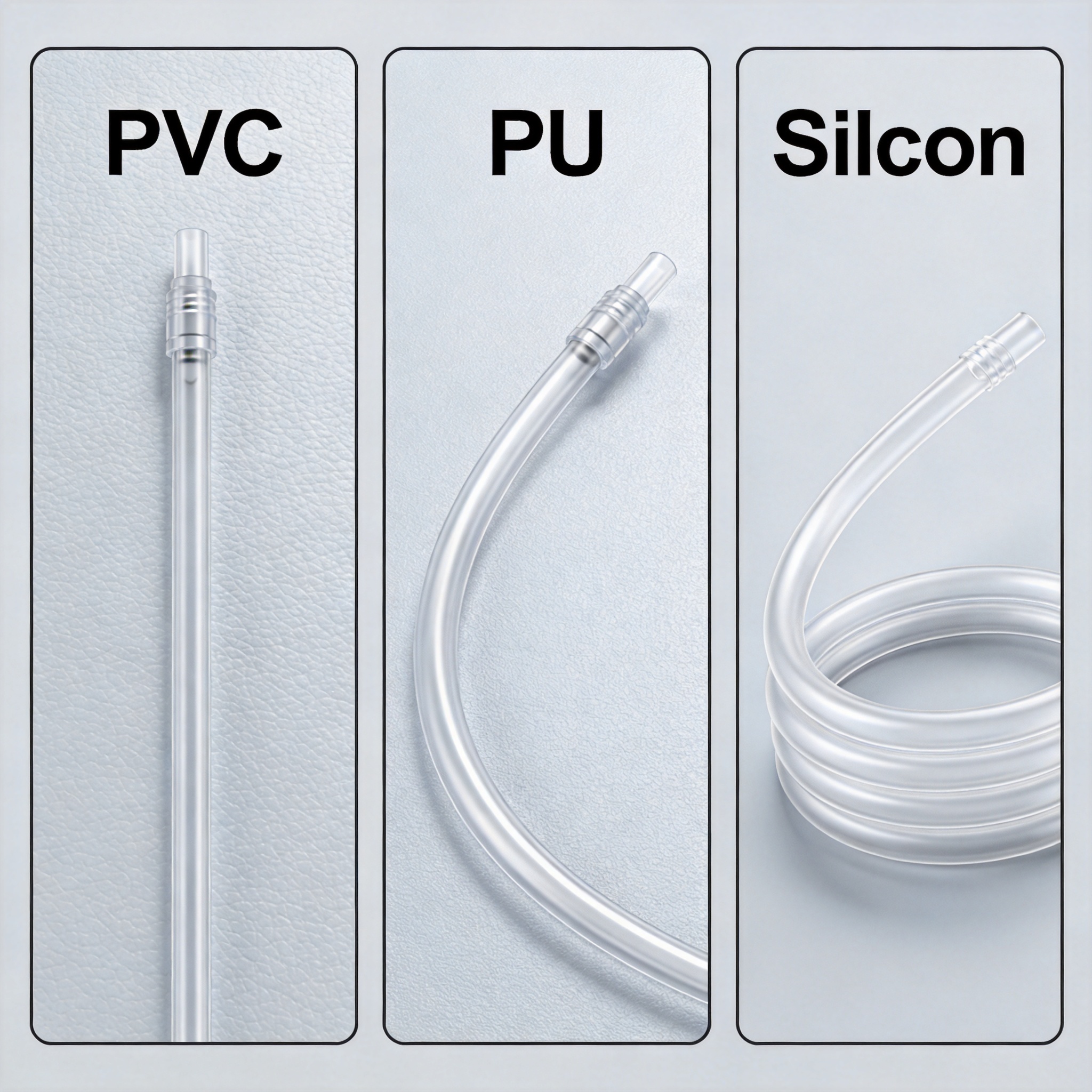 Vergleich der Polymerketten von PVC, PU und Silikon