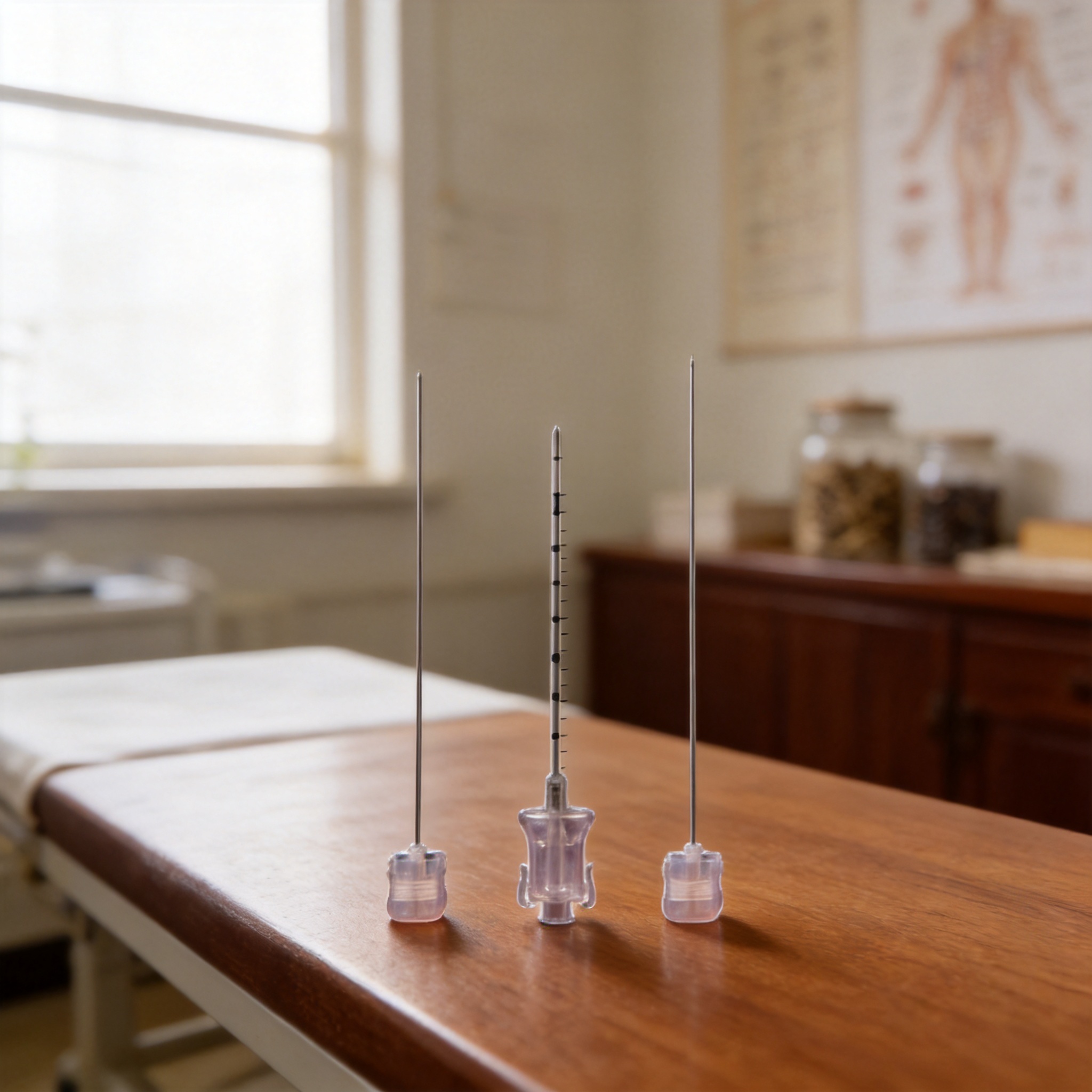 Comparison of acupotomy, hook needle, and embedding needle structures